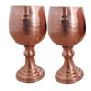 Set of 2 Handcrafted Persian Copper Wine Glass Stemware - Hammered Model Sunflower