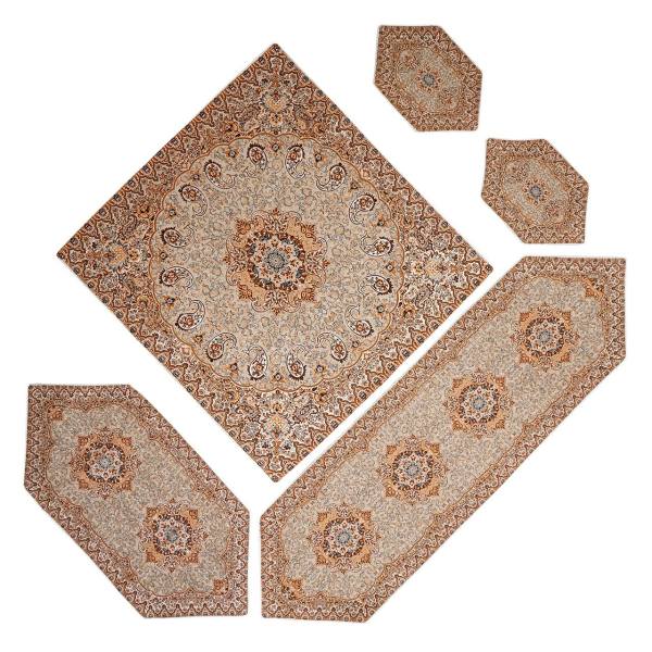 Set of 5 Termeh Tablecloth Luxurious with Persian Paisley Pattern Narges