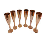 Set of 6 Handcrafted Persian Copper Wine Glass Stemware - Hammered Model Sunflower