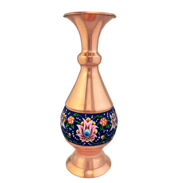 Decorative Copper Vase Hand-Painted with Persian Minakari Enamel Pardaz