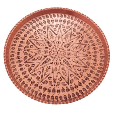 Persian Copper Serving Tray Traditionally Hammered Rosegold