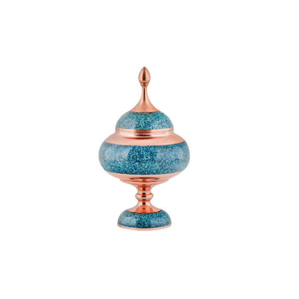 Handcrafted Persian Inlaid Turquoise Copper Sugar Bowl Viran