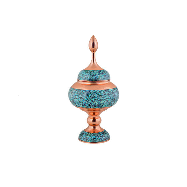 Handcrafted Persian Inlaid Turquoise Copper Sugar Bowl Kiara II