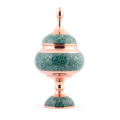 Handcrafted Persian Inlaid Turquoise Copper Sugar Bowl Sinry