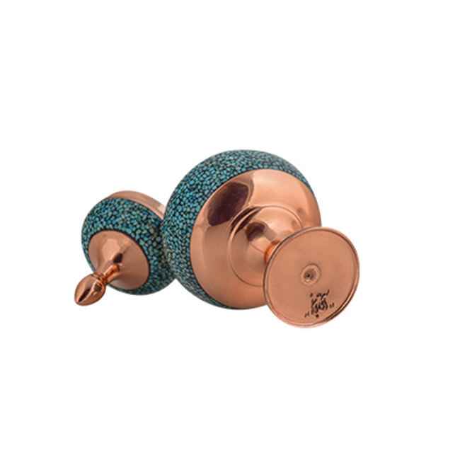 Handcrafted Persian Inlaid Turquoise Copper Sugar Bowl