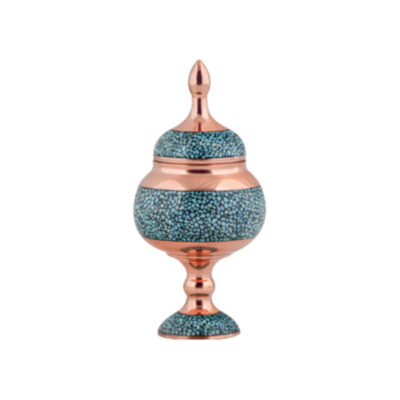 Handcrafted Persian Inlaid Turquoise Copper Sugar Bowl