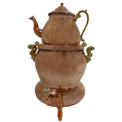 Persian Copper Stovetop Samovar Tea Maker with Teapot Model Bahar