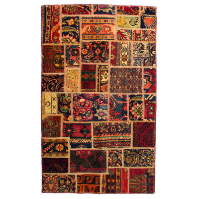 Vintage Persian Hand-Knotted Patchwork Carpet Zard