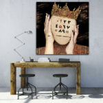 Persian Canvas Art - Printed Girl & Numbers