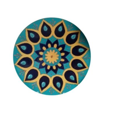 Hand-Painted Decorative Pottery Plate Blue Design
