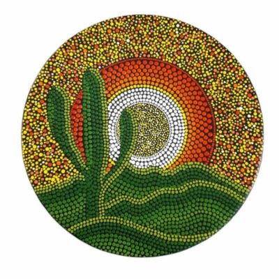 Decorative Pottery Plate Hand-Painted Cactus