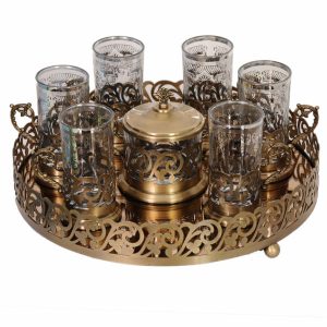 Iranian Special Bronze Color Tea Service Set (9X)