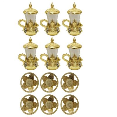 Persian Metal Tea & Coffee Set – Vintage Style & Golden Color