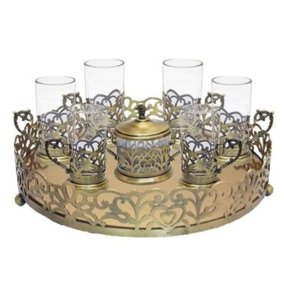 Persian Metal Tea & Coffee Set – Bronze Color