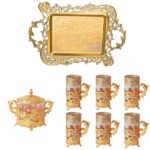 Persian Metal Tea & Coffee Set - Vintage Style with Tray