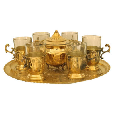 Persian Metal Tea & Coffee Set – Vintage Style Golden