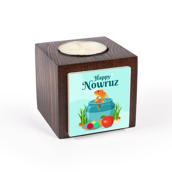 Persian Wooden Cube Tealight Holder Nowrouzii (2X)
