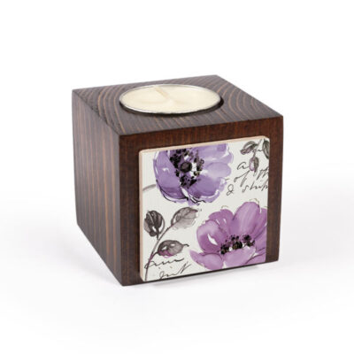 Persian Wooden Cube Tealight Holder Flower (2X)