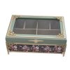 Wooden Tea Bag Organizer Box with Chests Blue