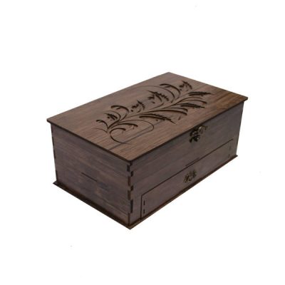 Wooden Tea Bag Organizer Box with Chests Brown