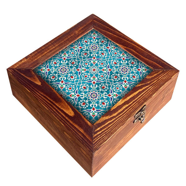 Persian Wooden Tea Bag Organizer Box with Chests Browni