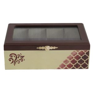 Iranian Wooden Gift & Tea Bag Box Model Cream