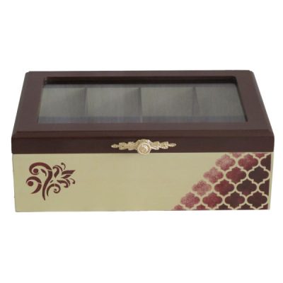 Wooden Tea Bag Organizer Box with Chests Cream