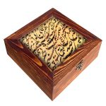 Persian Wooden Tea Bag Organizer Box with Chests Poem