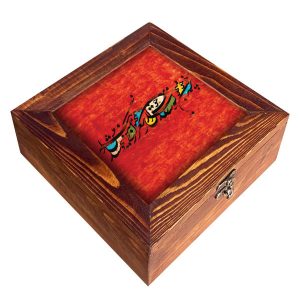 Iranian Wooden Gift & Tea Bag Box Model Red