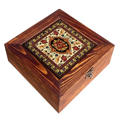 Persian Wooden Tea Bag Organizer Box with Chests Sara