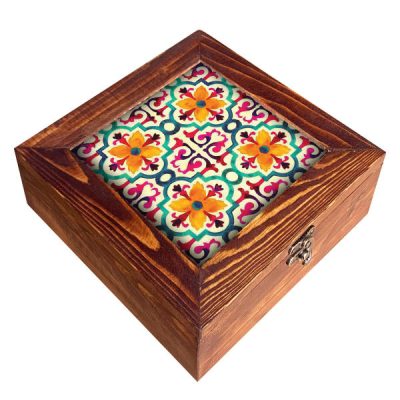 Persian Wooden Tea Bag Organizer Box with Chests Tara