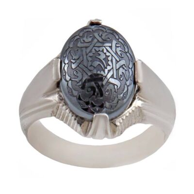 Islamic Silver Ring with Hadid Hematite for Men Maahin