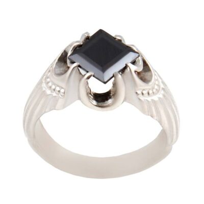 Persian Hematite Silver Ring Hadid Gemstone for Men Mahan I