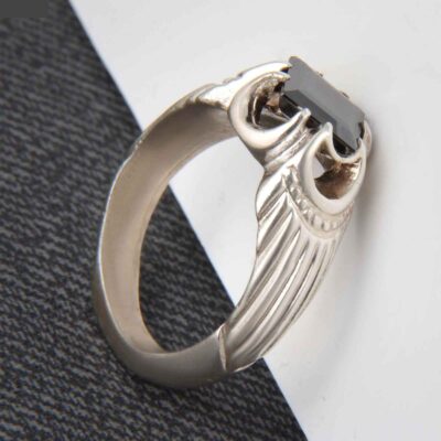Persian Hematite Silver Ring Hadid Gemstone for Men Mahan I