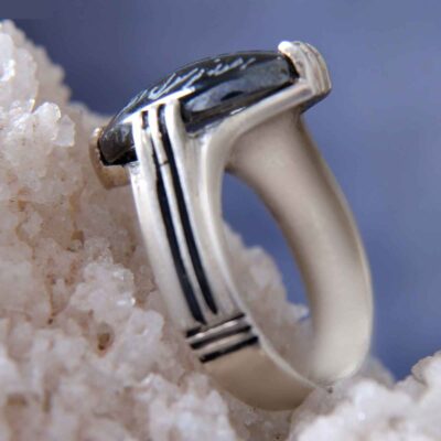 Islamic Hematite Silver Ring Hadid Gemstone for Men Mohammad