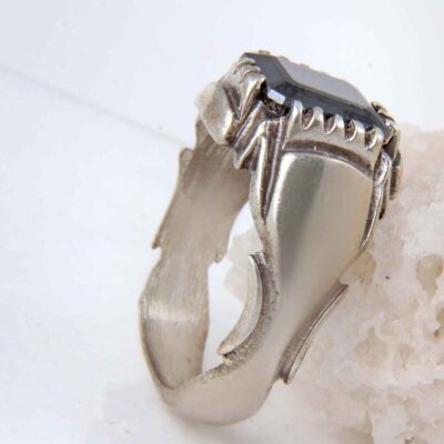 Persian Hematite Silver Ring Hadid Gemstone for Men Mahan
