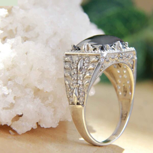 Persian Hematite Silver Ring Hadid Gemstone for Men II
