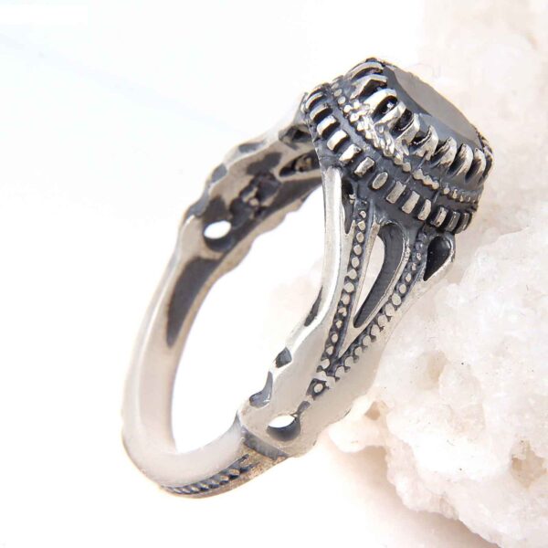 Persian Hematite Silver Ring Hadid Gemstone for Men Hamta