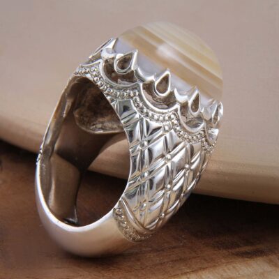 Persian Sulemani Hakik Silver Ring for Men