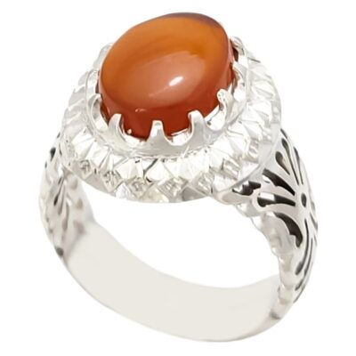 Persian Yemeni Aqeeq Silver Ring for Men