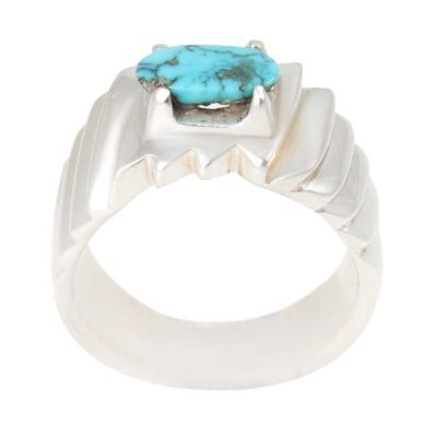 Persian Silver Ring with Neyshabur Turquoise Khorshidi
