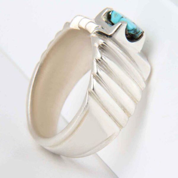 Persian Silver Ring with Neyshabur Turquoise Khorshidi