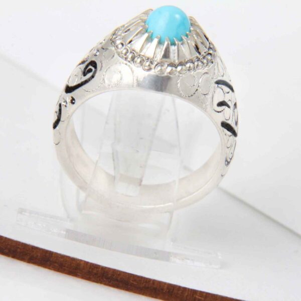 Persian Silver Ring with Neyshabur Turquoise Sarin