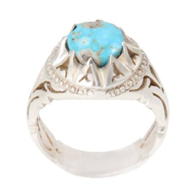 Persian Silver Ring with Neyshabur Turquoise Setareh