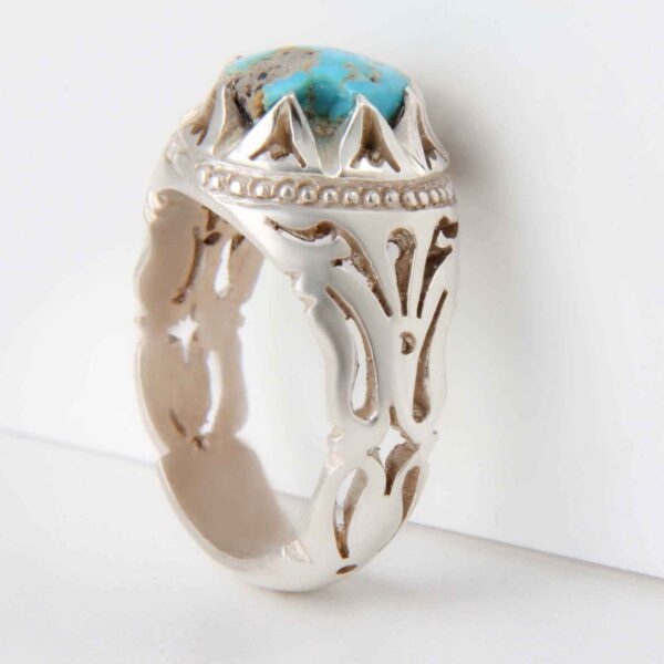 Persian Silver Ring with Neyshabur Turquoise Setareh