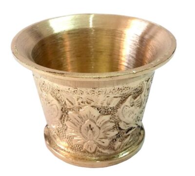 Brass Mortar & Pestle with Traditional Persian Floral Pattern Flower