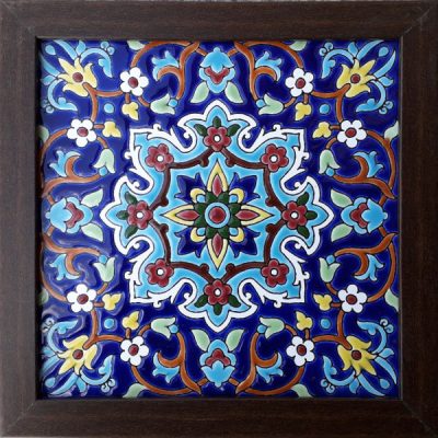 Decorative Persian Framed Ceramic Tile – Blue