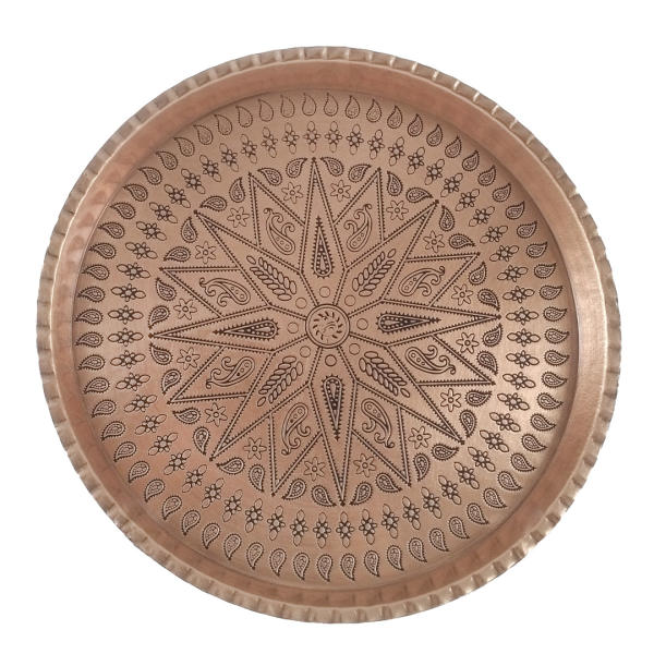 Persian Copper Serving Tray Traditionally Hammered Hakaki