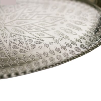 Persian Copper Serving Tray Traditionally Hammered Silver