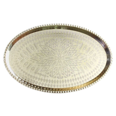 Persian Copper Serving Tray Traditionally Hammered Silver